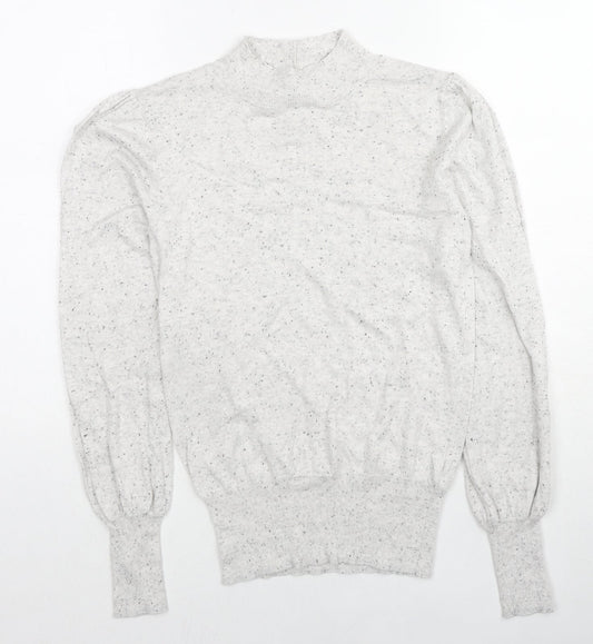 NEXT Womens Grey Mock Neck Cotton Pullover Jumper Size 8