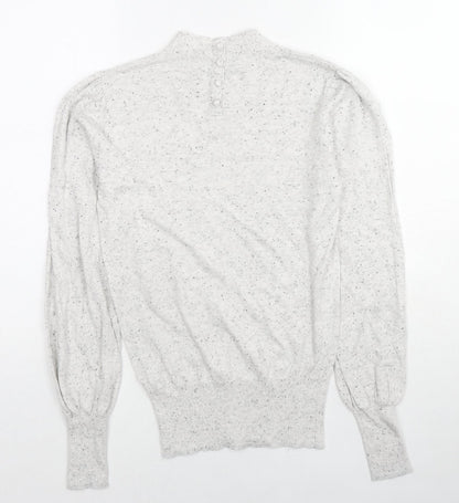 Next Womens Grey Mock Neck Cotton Pullover Jumper Size 8