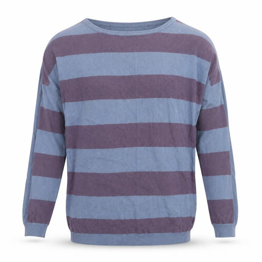Marks & Spencer Mens Blue Round Neck Striped Cotton Pullover Jumper Size S Long Sleeve