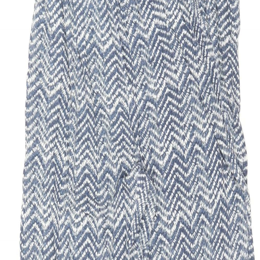 H&M Womens Blue Herringbone Viscose Jogger Trousers Size M L24 in Regular
