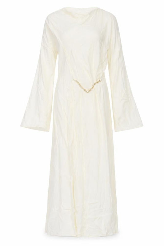 Zara Womens Ivory Viscose Maxi Size S Cowl Neck Zip - Chain Detail