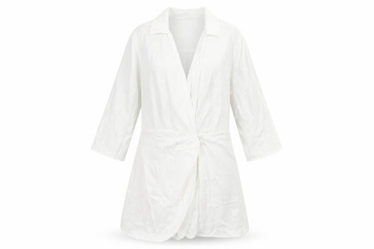 Zara Womens White Viscose A-Line Size S V-Neck Button