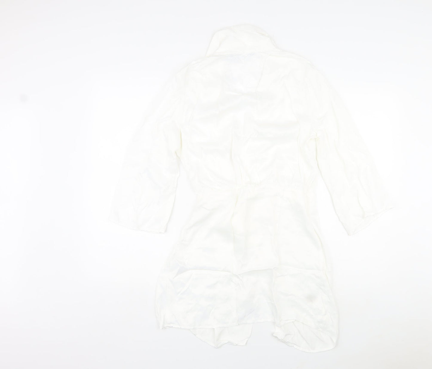 Zara Womens White Viscose A-Line Size S V-Neck Button
