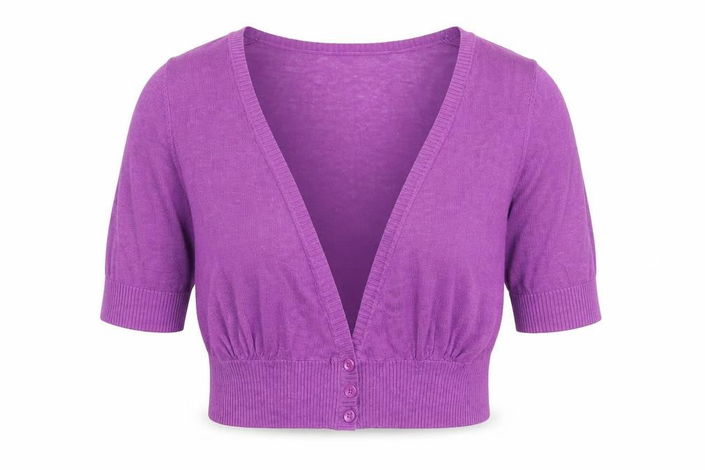 Next Womens Purple V-Neck Linen Cardigan Jumper Size 12