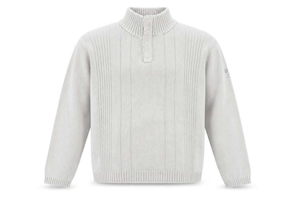 Marks & Spencer Mens Grey Mock Neck Cotton Pullover Jumper Size L Long Sleeve