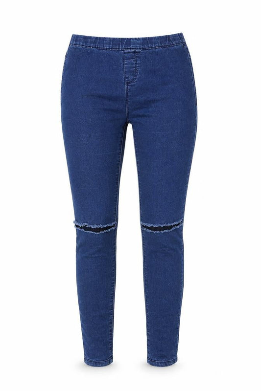 B.You Womens Blue Cotton Skinny Jeans Size 10 L27 in Regular - Open knee
