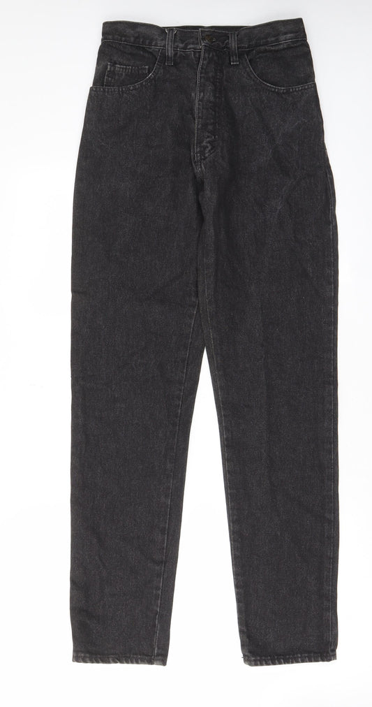 Questors Womens Black Cotton Straight Jeans Size 28 in L31 in Regular Zip - Pockets, Belt Loops