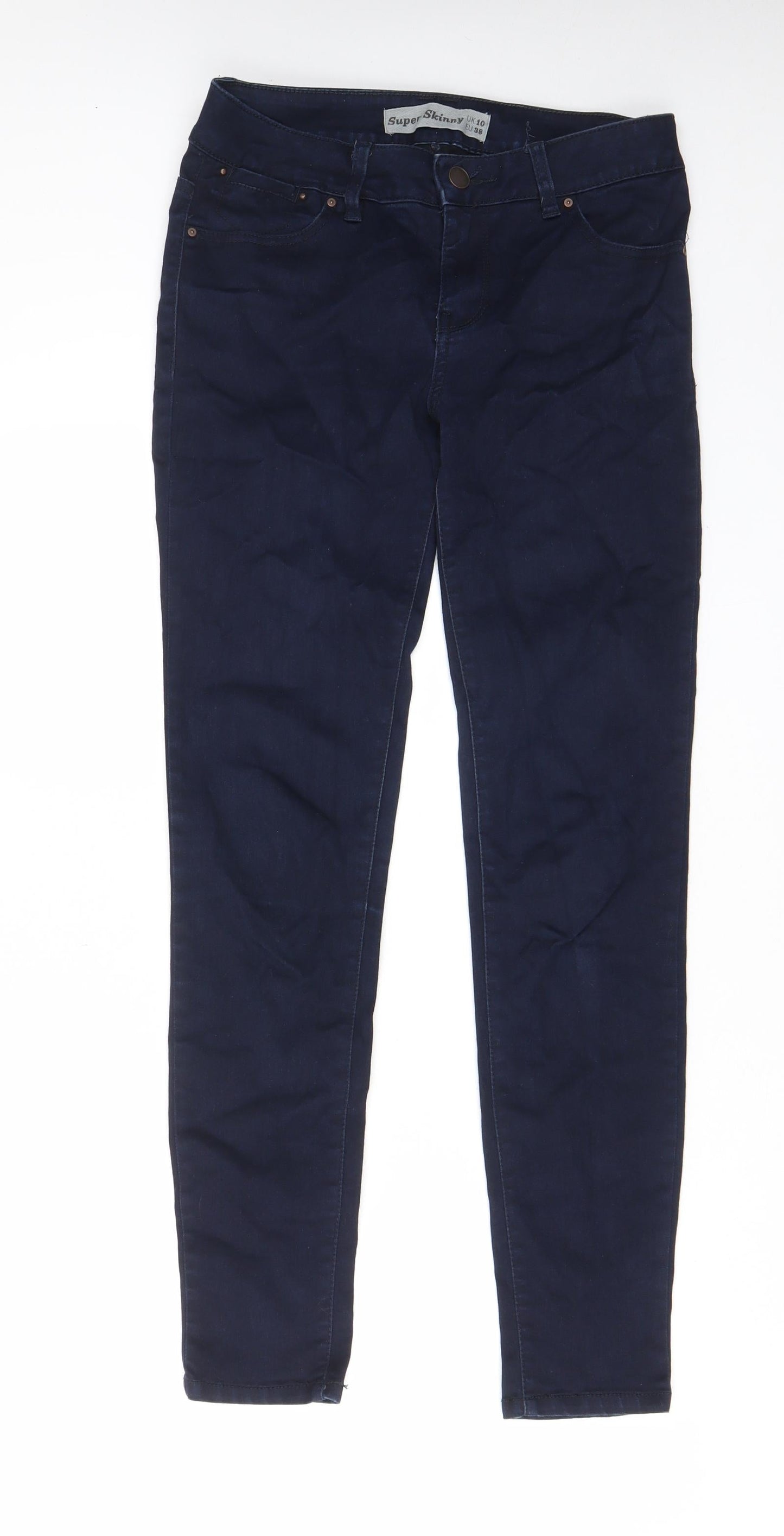 New Look Womens Blue Cotton Skinny Jeans Size 10 L29 in Regular Zip - Pockets, Belt Loops