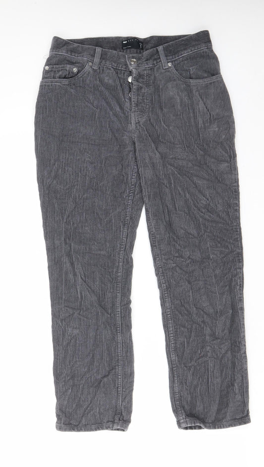 ASOS Womens Grey Cotton Trousers Size 28 in L28 in Regular Button - Pockets, Belt Loops