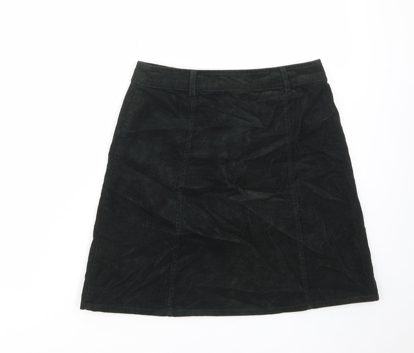 Oasis Womens Green Cotton A-Line Skirt Size 8 Zip - Buttons