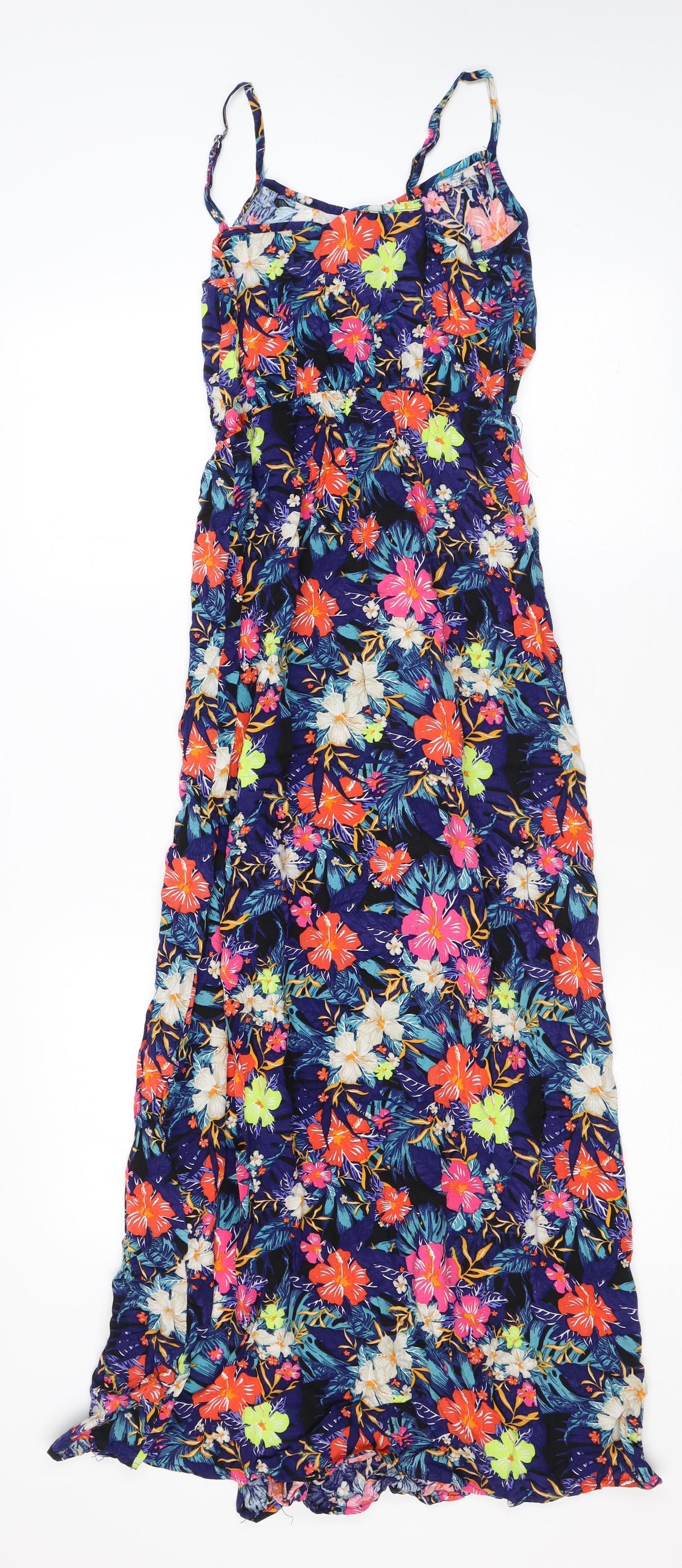 H&M Womens Multicoloured Floral Polyester Maxi Size 8 V-Neck Pullover