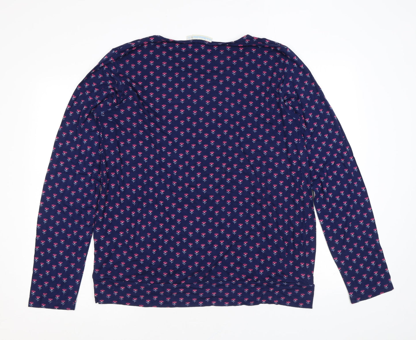 JoJo Maman Bébé Womens Blue Floral Viscose Basic Blouse Size L Round Neck - Concealed button