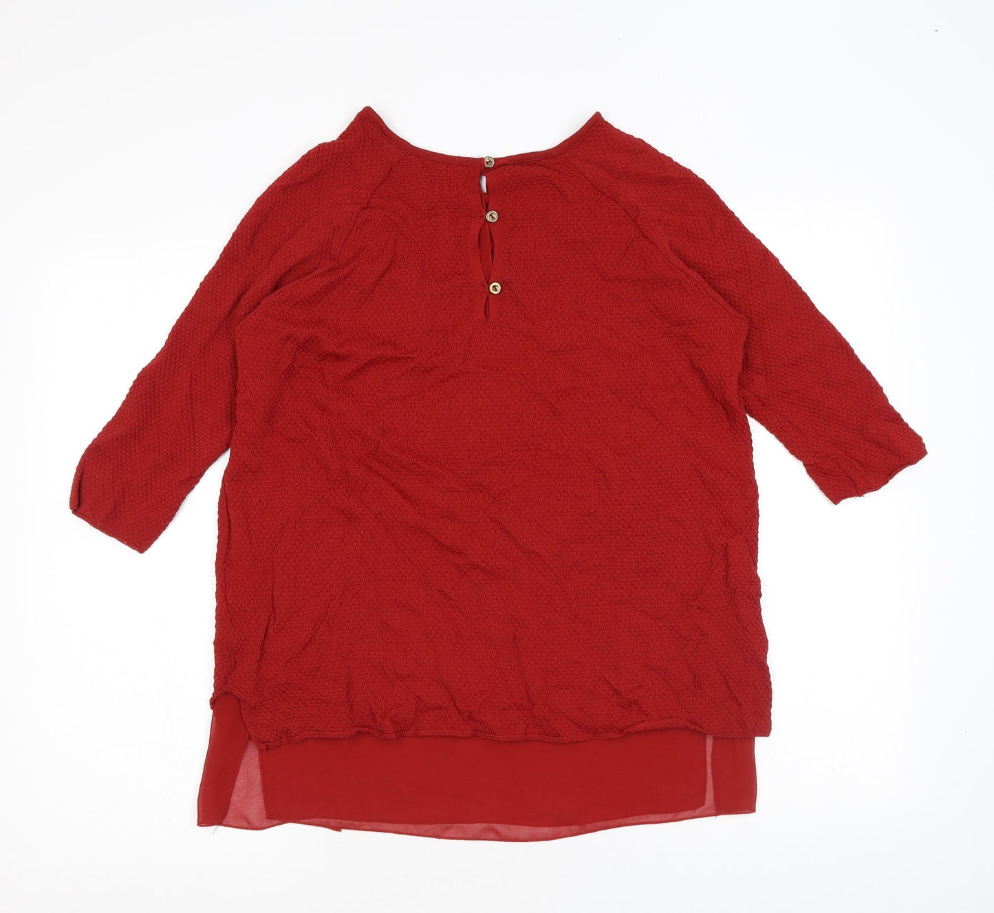 Zara Womens Red Round Neck Acrylic Pullover Jumper Size L