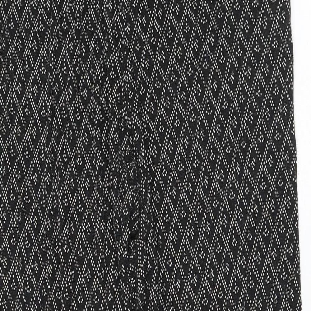 H&M Womens Black Geometric Viscose Trousers Size S L27 in Regular