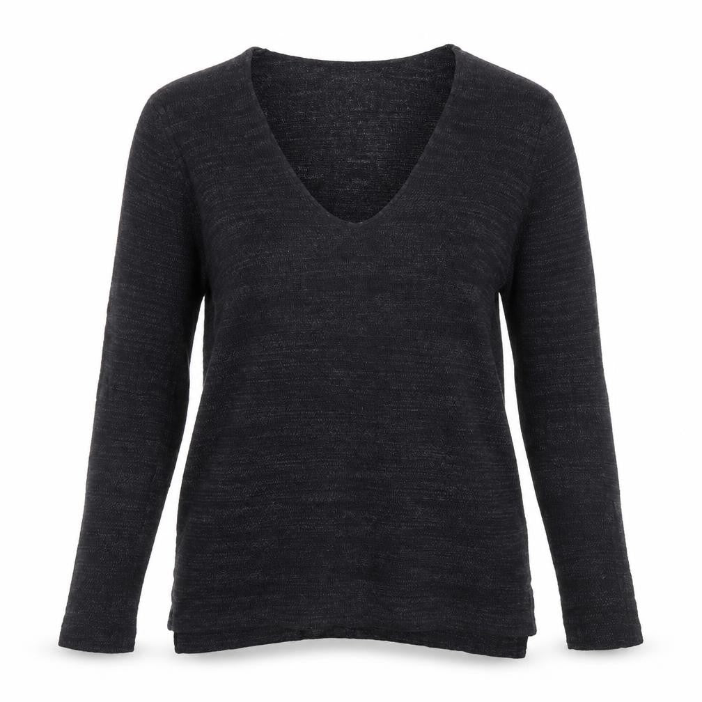 Zara Womens Black V-Neck Acrylic Pullover Jumper Size S