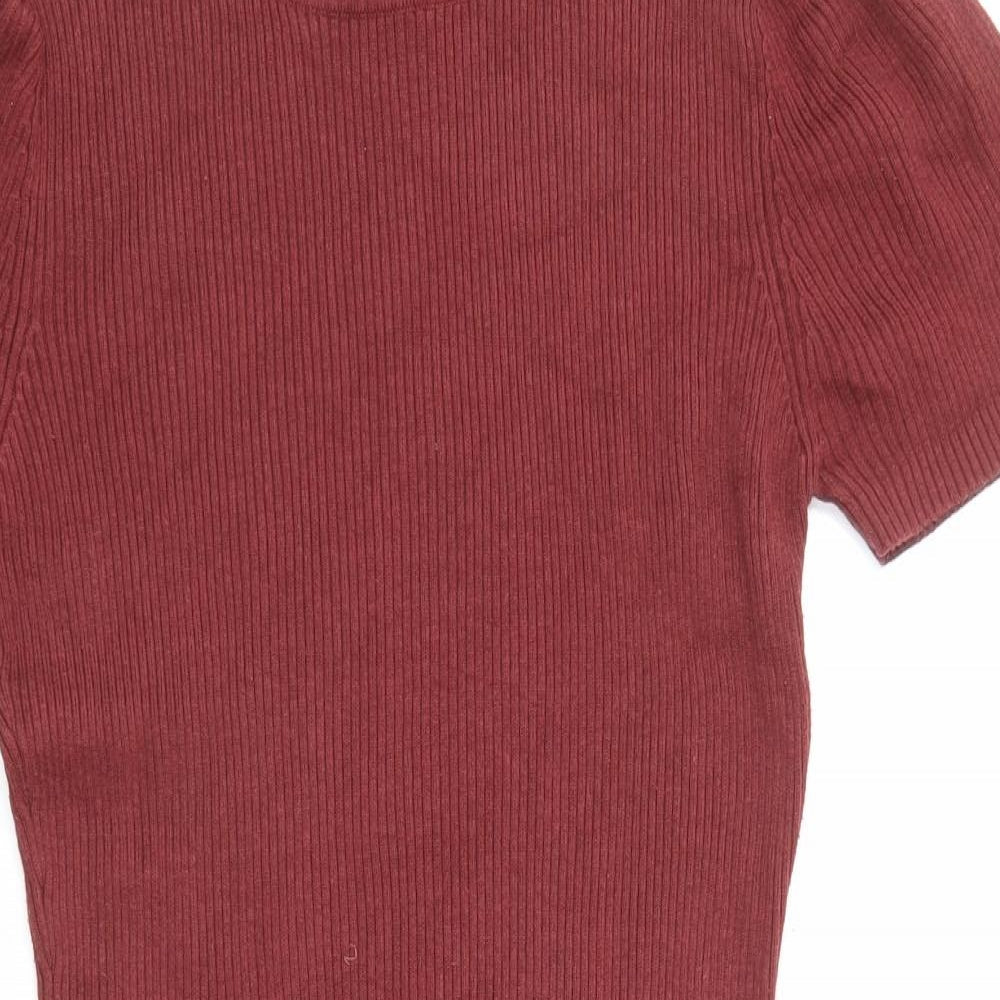 Jessica Simpson Womens Red Cotton Bodycon Size L Roll Neck Pullover