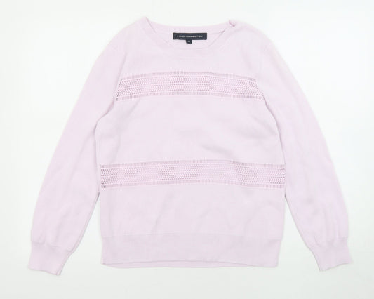 French Connection Womens Purple Boat Neck Cotton Pullover Jumper Size XS