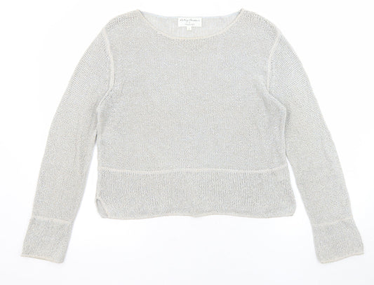 Phase Eight Womens Grey Boat Neck Linen Pullover Jumper Size L