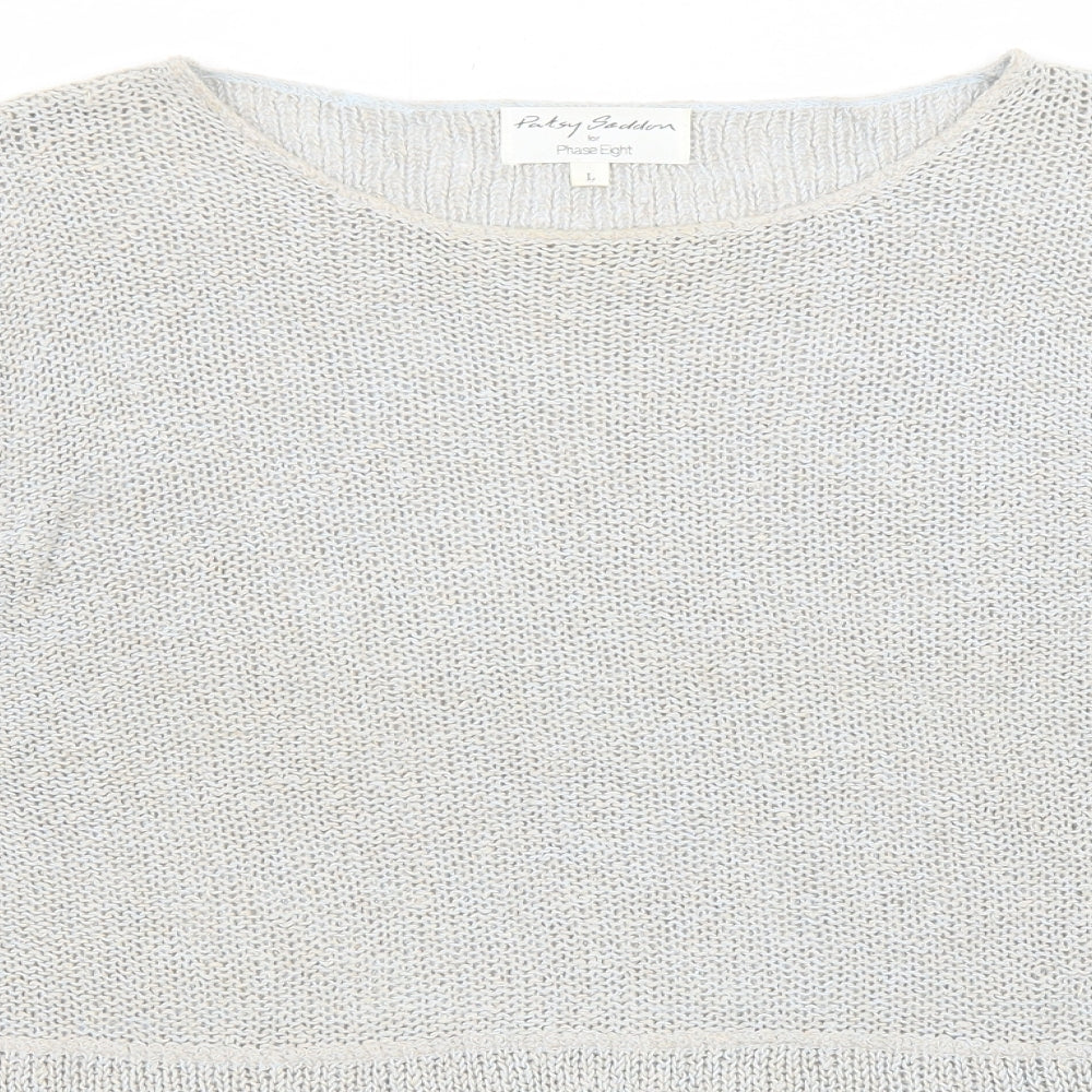 Phase Eight Womens Grey Boat Neck Linen Pullover Jumper Size L