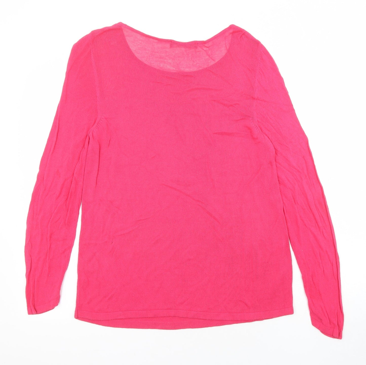 Marks and Spencer Womens Pink Boat Neck Viscose Pullover Jumper Size 16