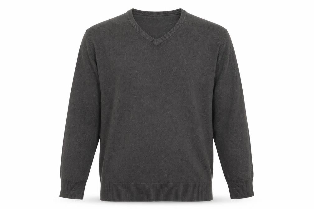 Marks & Spencer Mens Grey V-Neck Acrylic Pullover Jumper Size S Long Sleeve