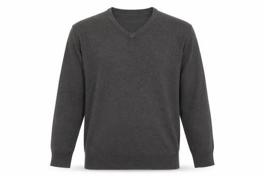 Marks & Spencer Mens Grey V-Neck Acrylic Pullover Jumper Size S Long Sleeve