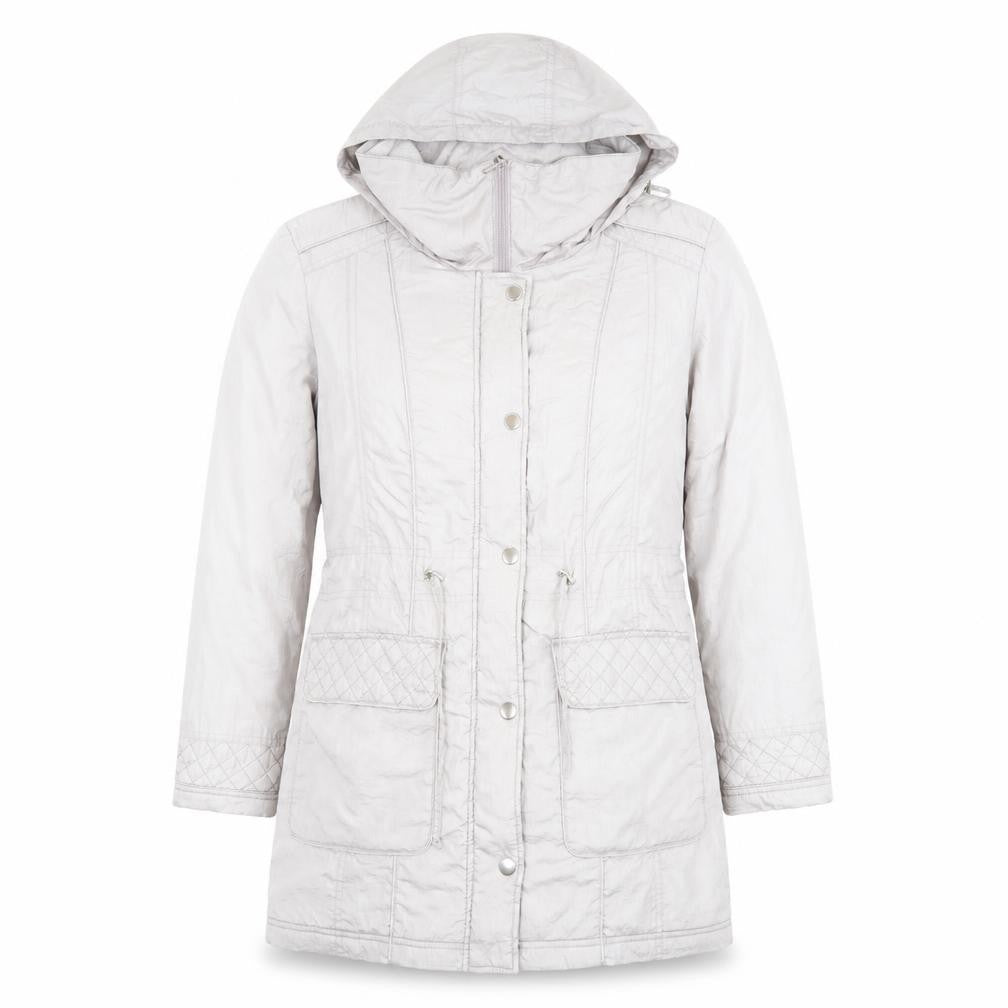 Bonmarché Womens Grey Parka Coat Size 12 Zip - Pockets, Hooded