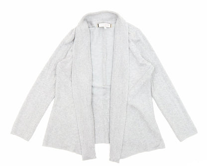 Additional front view of Principles women’s grey collared acrylic cardigan jumper, size UK 12, - open