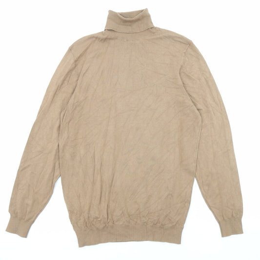 Zara Womens Beige Roll Neck Acrylic Pullover Jumper Size S