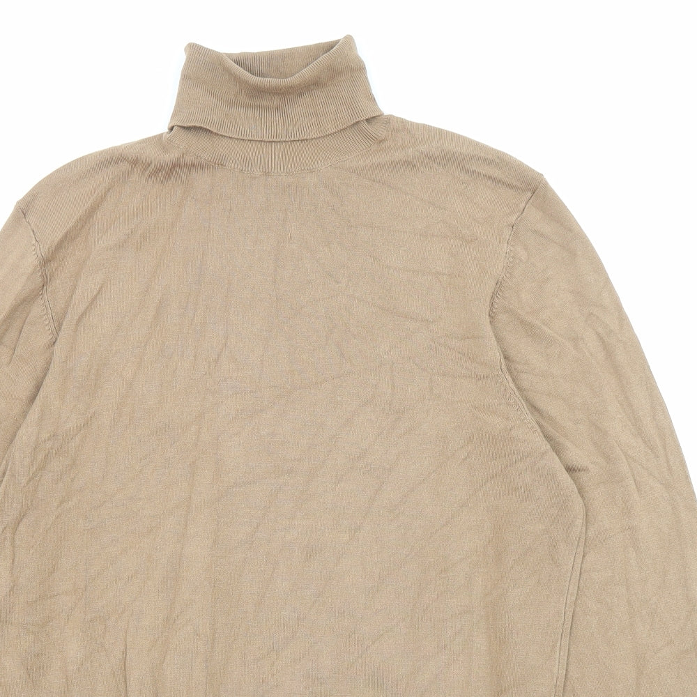 Zara Womens Beige Roll Neck Acrylic Pullover Jumper Size S