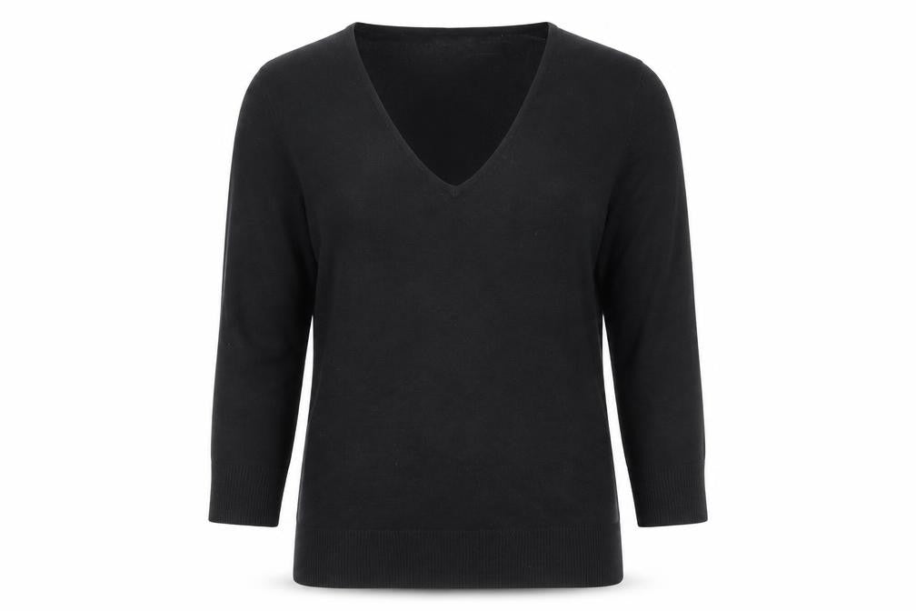 Bonmarché Womens Black V-Neck Viscose Pullover Jumper Size M