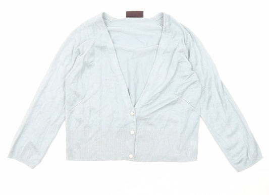 Principles Womens Blue V-Neck Viscose Cardigan Jumper Size 12