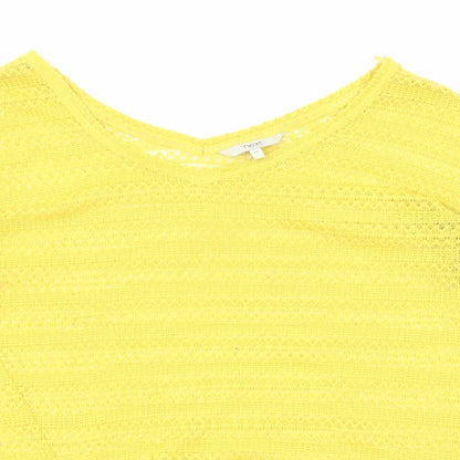 Next Womens Yellow V-Neck Polyester Pullover Jumper Size 10 - Front Detail