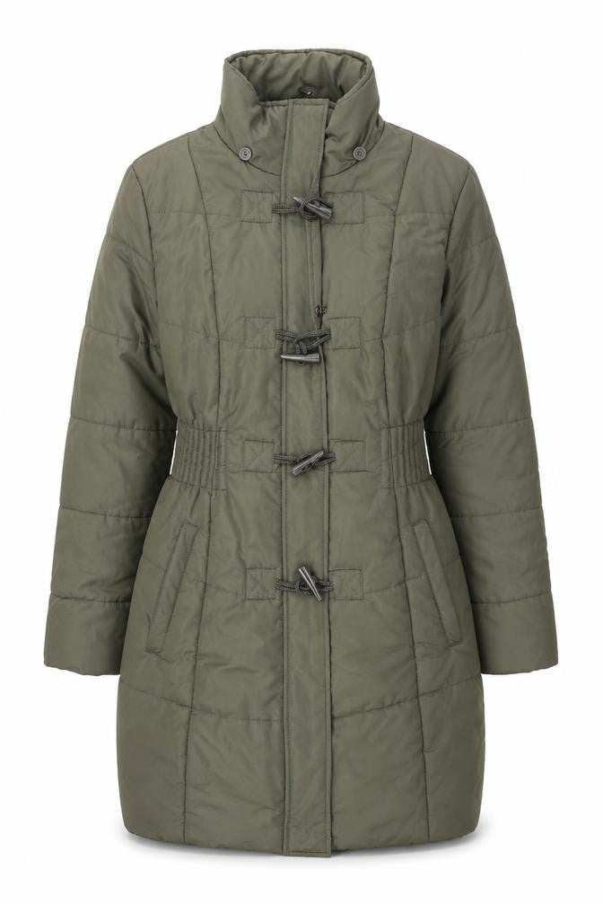 David Parry Womens Green Quilted Coat Size 12 Zip - Toggles