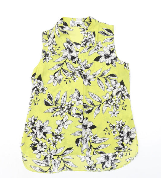 Debenhams Womens Green Floral Polyester Camisole Blouse Size 10 V-Neck - Light Weight