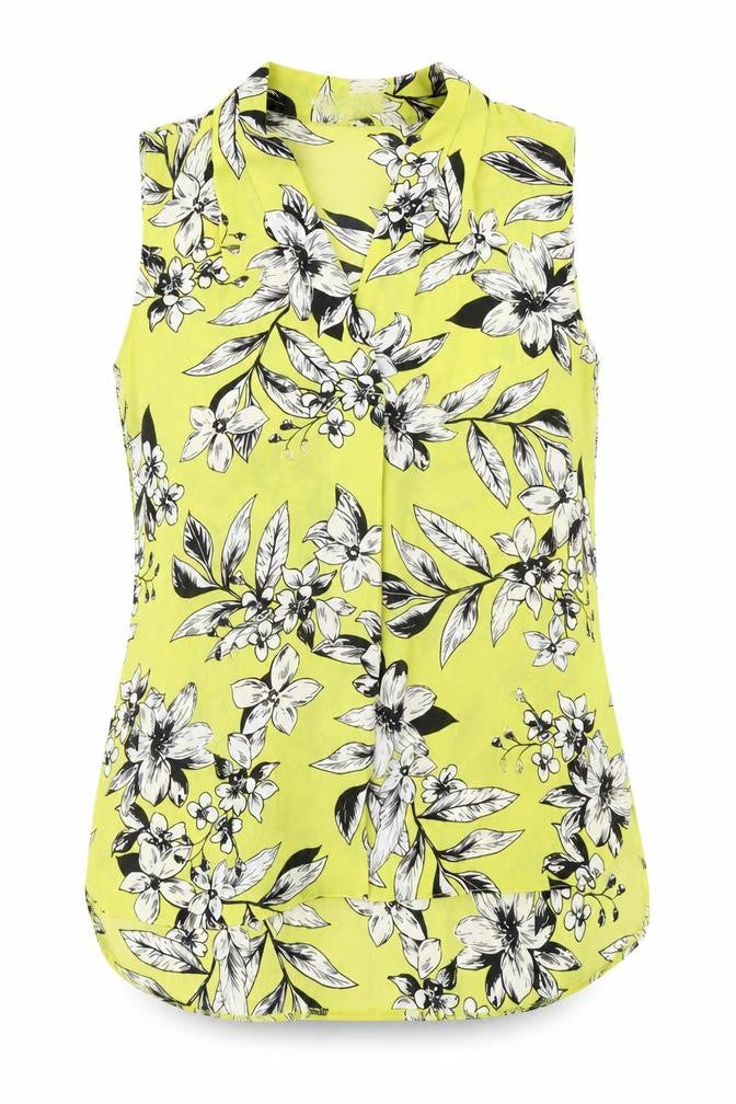 Debenhams Womens Green Floral Polyester Camisole Blouse Size 10 V-Neck - Light Weight