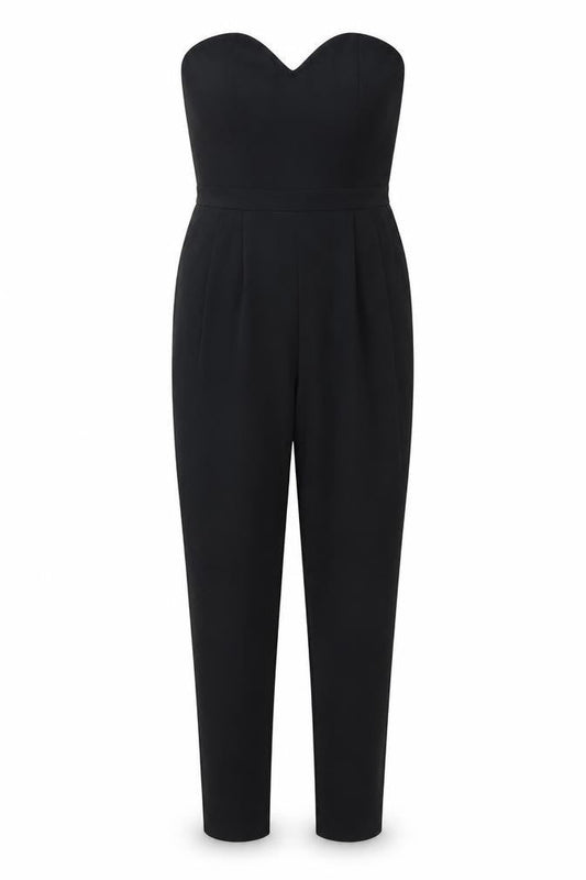 H&M Womens Black Polyester Jumpsuit One-Piece Size 8 L29 in Zip - Elasticated Back
