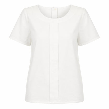Brook Taverner Womens White Polyester Basic T-Shirt Size 8 Round Neck - Zip Back