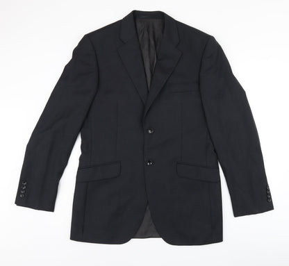 Howick Tailored Mens Black Polyester Jacket Suit Jacket Size 38 Regular