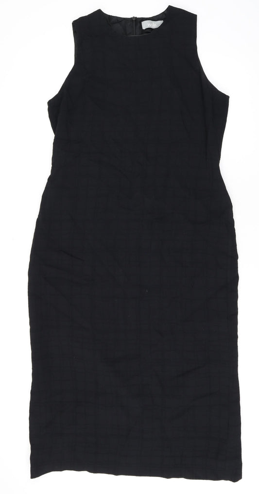 Wallis Womens Black Polyester Bodycon Size 14 Round Neck Zip