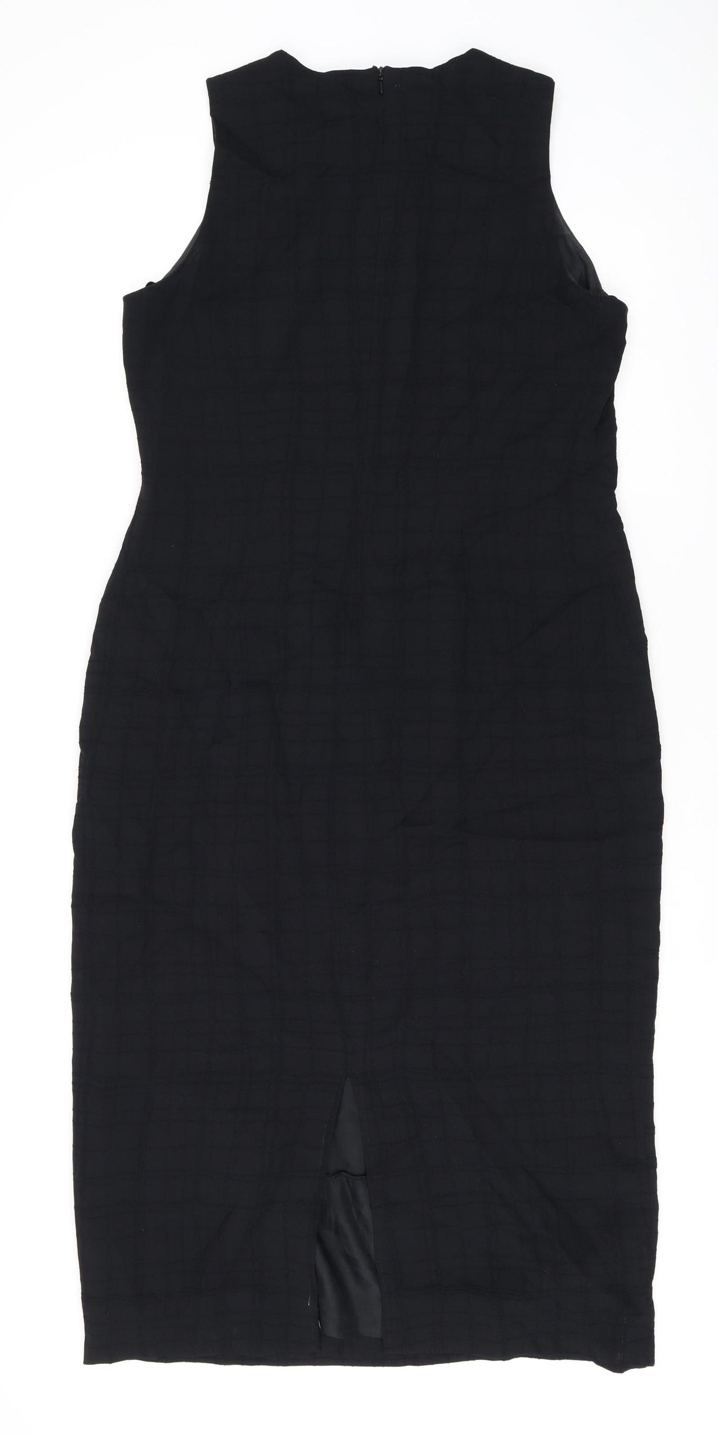 Wallis Womens Black Polyester Bodycon Size 14 Round Neck Zip