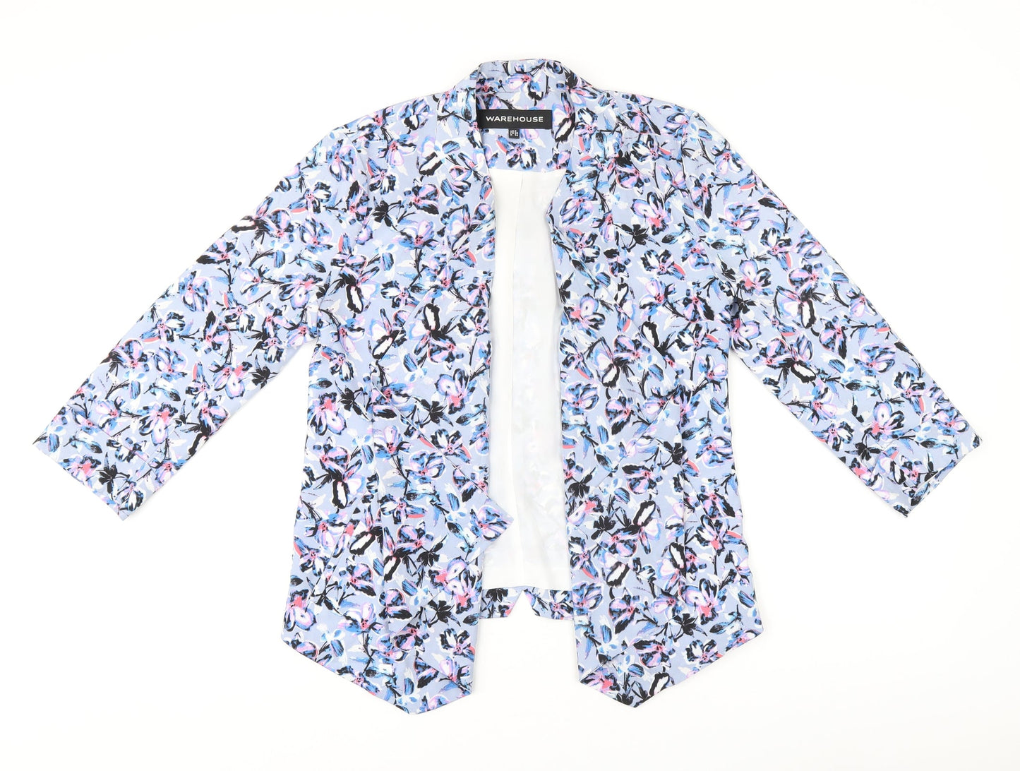 Warehouse Womens Blue Floral Jacket Size 8