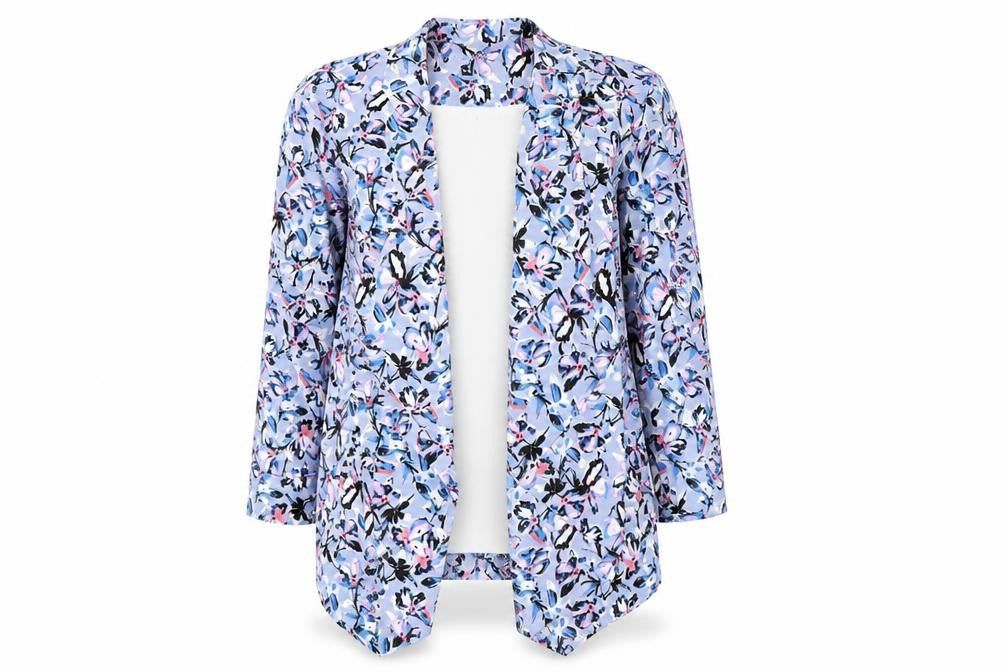 Warehouse Womens Blue Floral Jacket Size 8