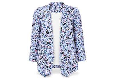 Warehouse Womens Blue Floral Jacket Size 8