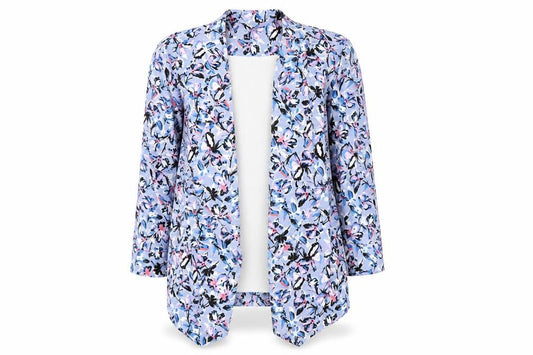 Warehouse Womens Blue Floral Jacket Size 8