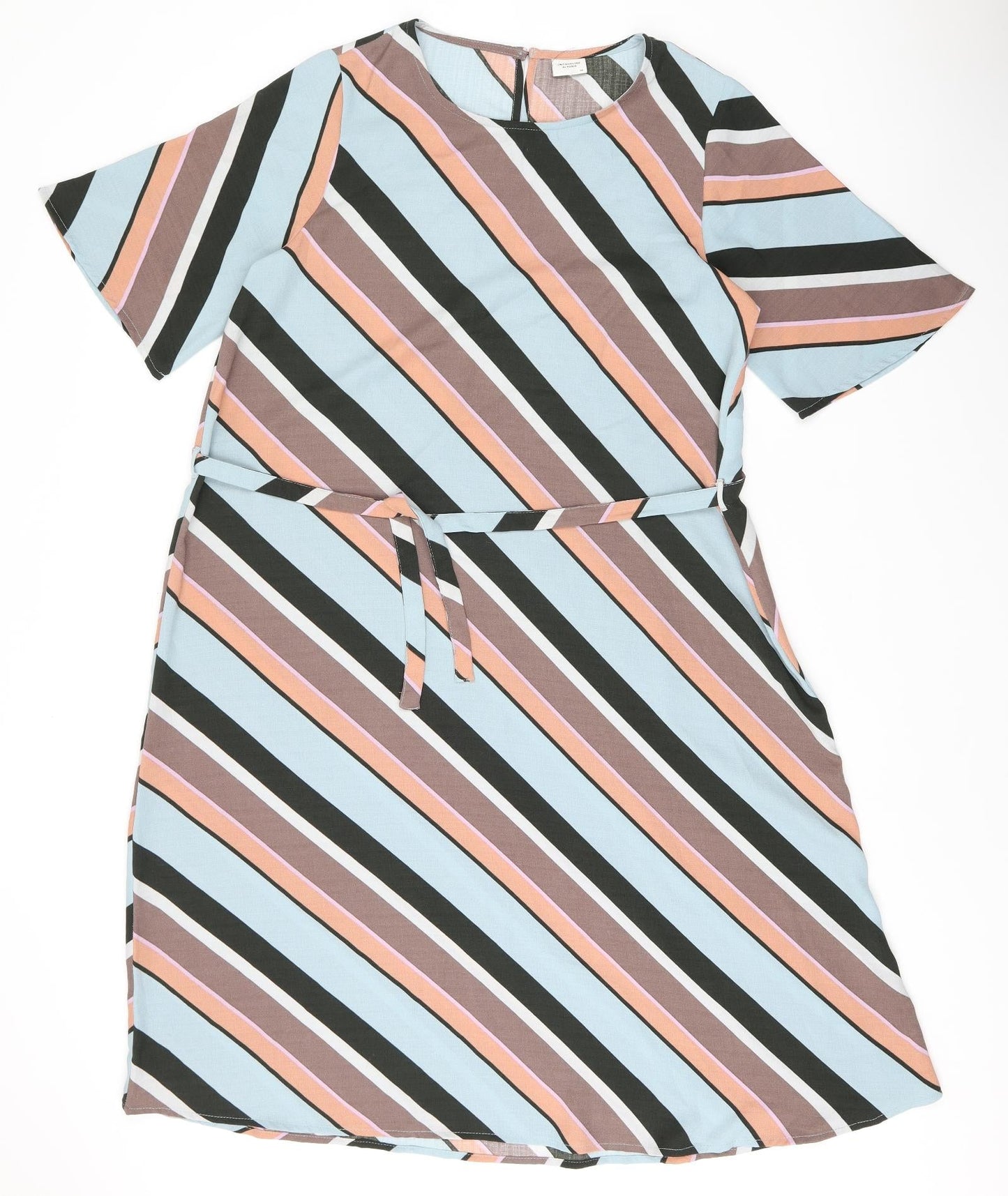 Jaqueline De Yong Womens Multicoloured Striped Polyester A-Line Size 12 Round Neck Pullover