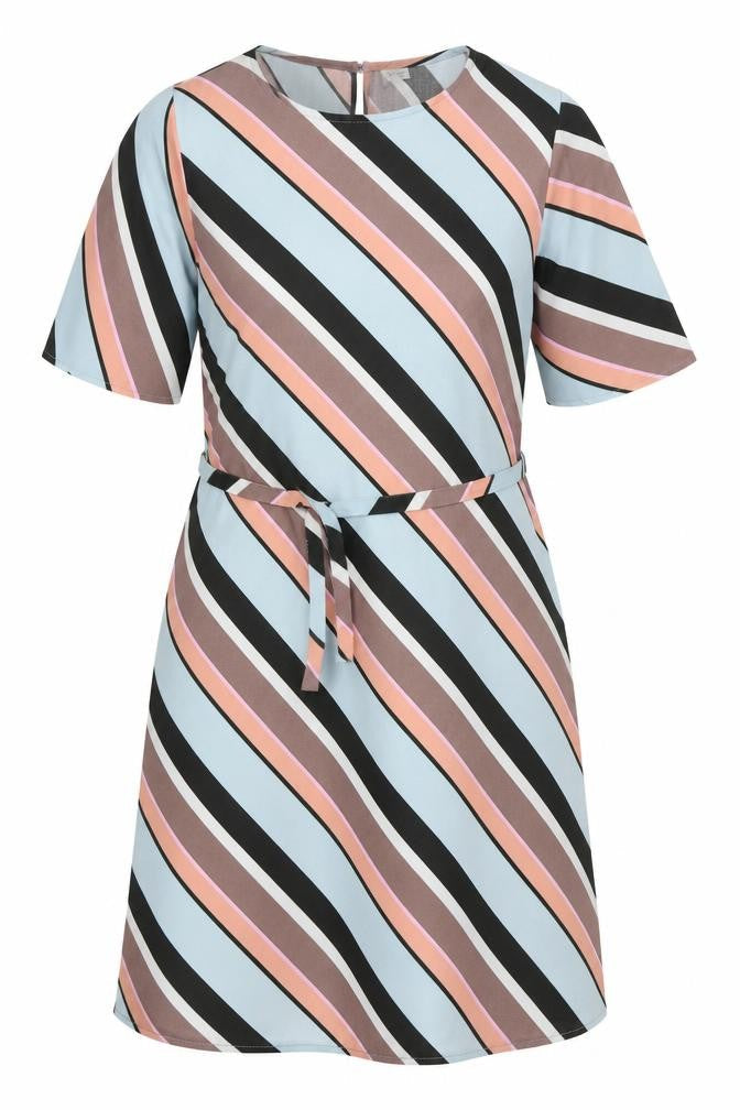 Jaqueline De Yong Womens Multicoloured Striped Polyester A-Line Size 12 Round Neck Pullover