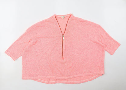 River Island Womens Pink Viscose Basic Blouse Size 12 V-Neck - Oversized