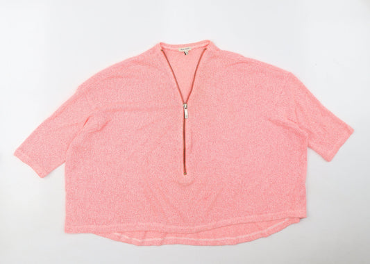 River Island Womens Pink Viscose Basic Blouse Size 12 V-Neck - Oversized