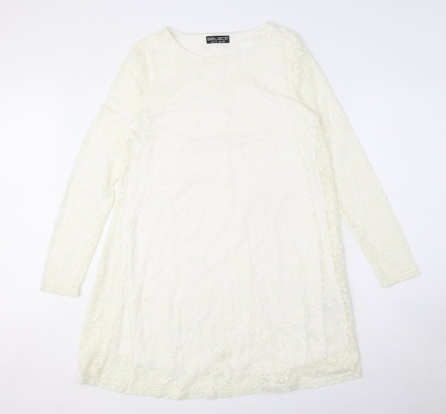 Select Womens White Polyamide A-Line Size 12 Round Neck Pullover